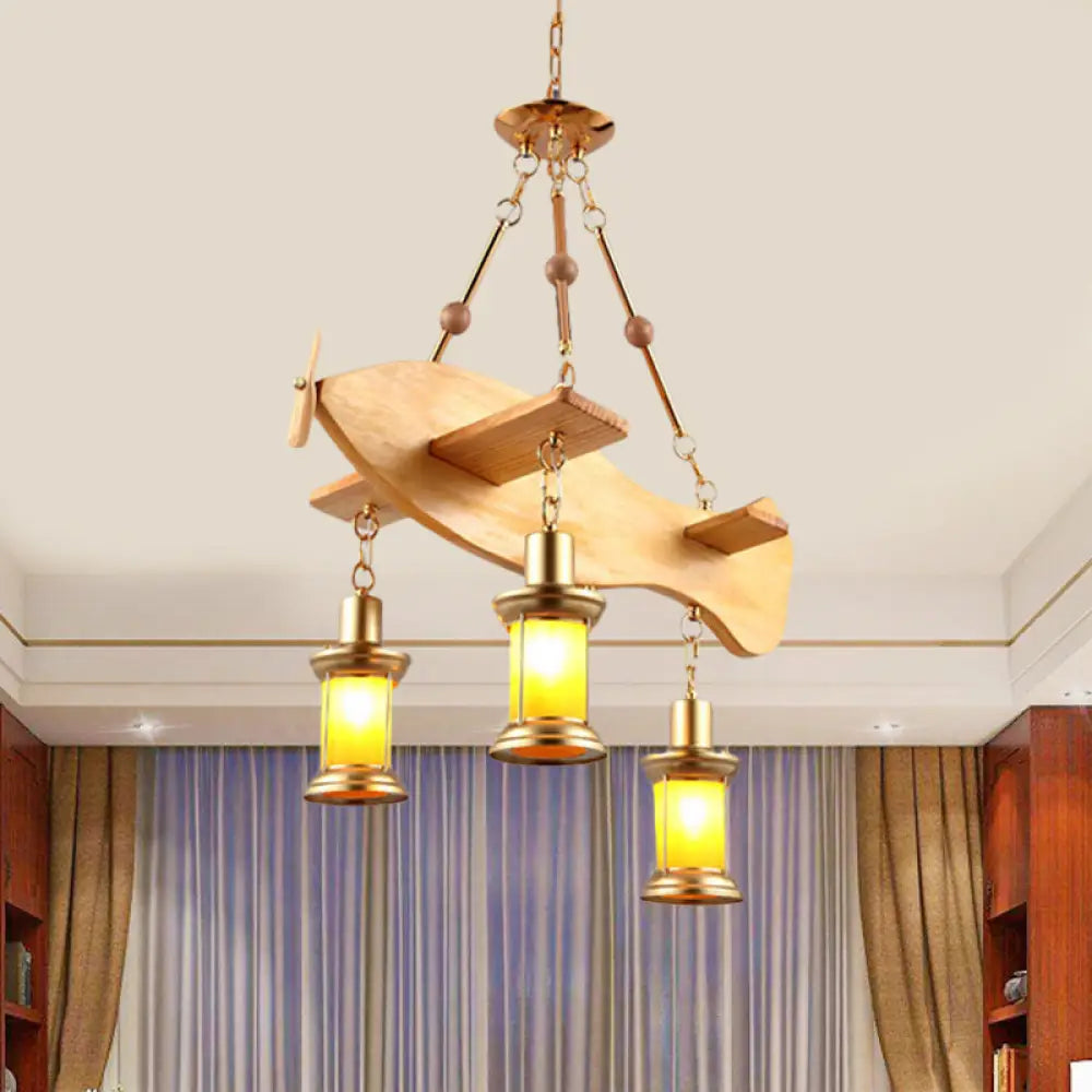 DecorBites™ Orange Glass Island Pendant Light w/ Fish/Guitar Design - Farm Gold Kerosene Hanging Lamp Kit