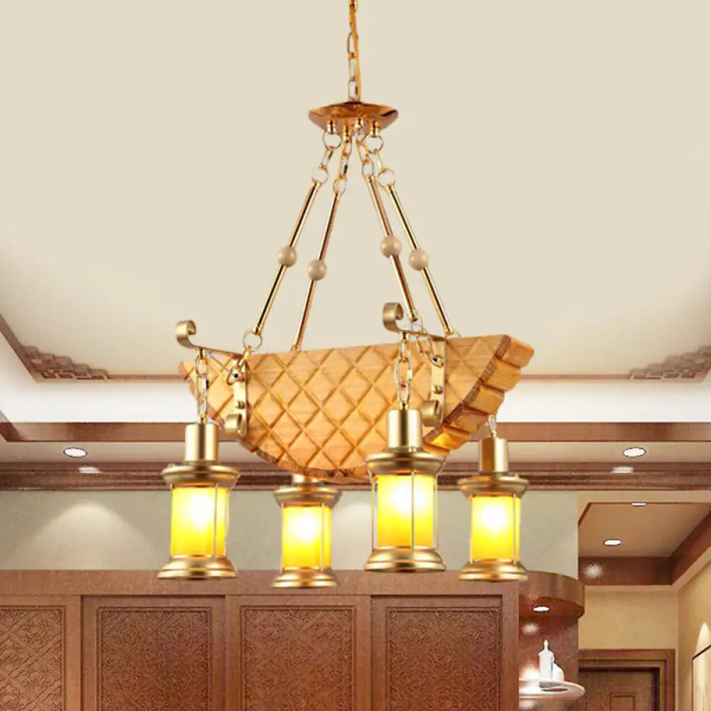DecorBites™ Orange Glass Island Pendant Light w/ Fish/Guitar Design - Farm Gold Kerosene Hanging Lamp Kit
