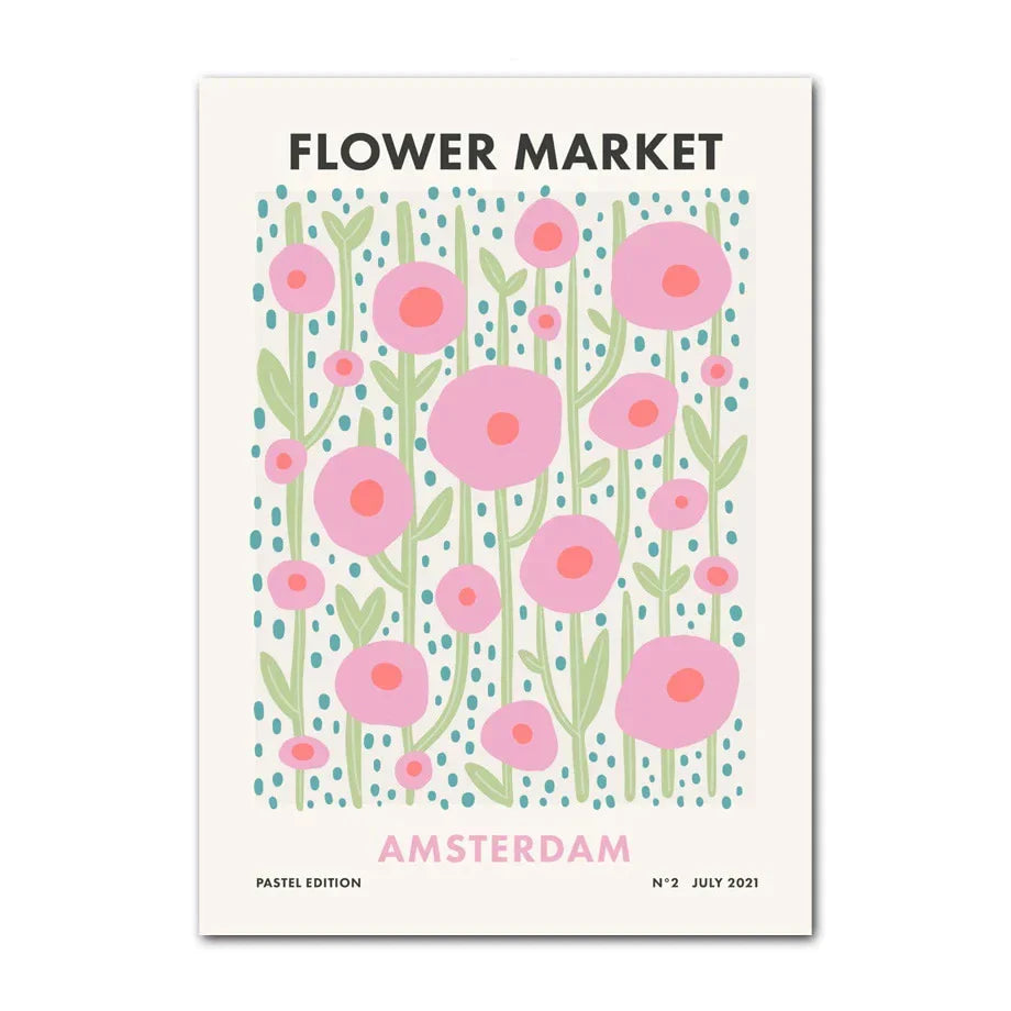 DecorBites™ Pastel Wall Art Poster Print - Abstract Danish Flower