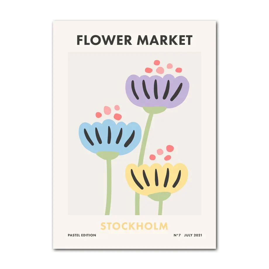 DecorBites™ Pastel Wall Art Poster Print - Abstract Danish Flower