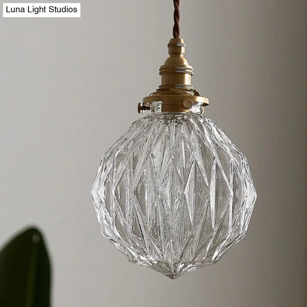 DecorBites™ Pauline - Modern Industrial Sphere Ceiling Light Single Clear Glass Hanging Pendant Light for Living Room