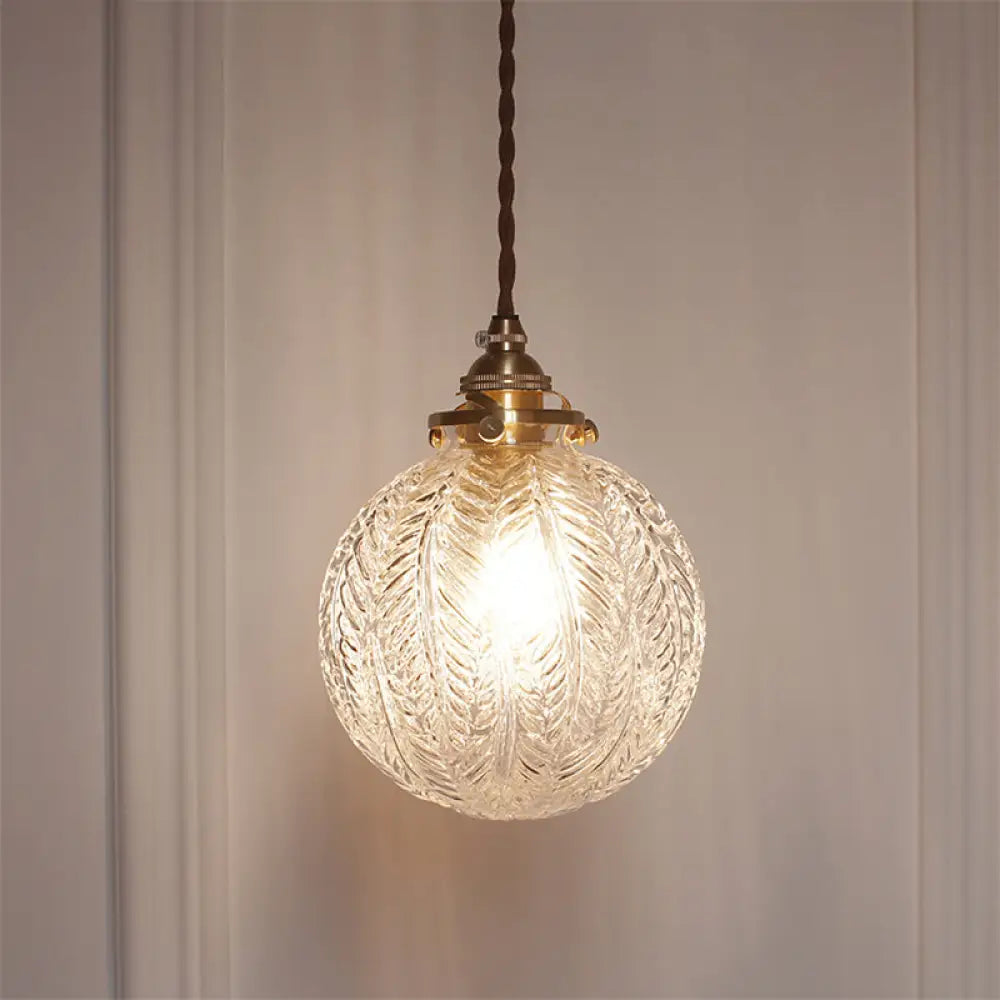 DecorBites™ Pauline - Modern Industrial Sphere Ceiling Light Single Clear Glass Hanging Pendant Light for Living Room