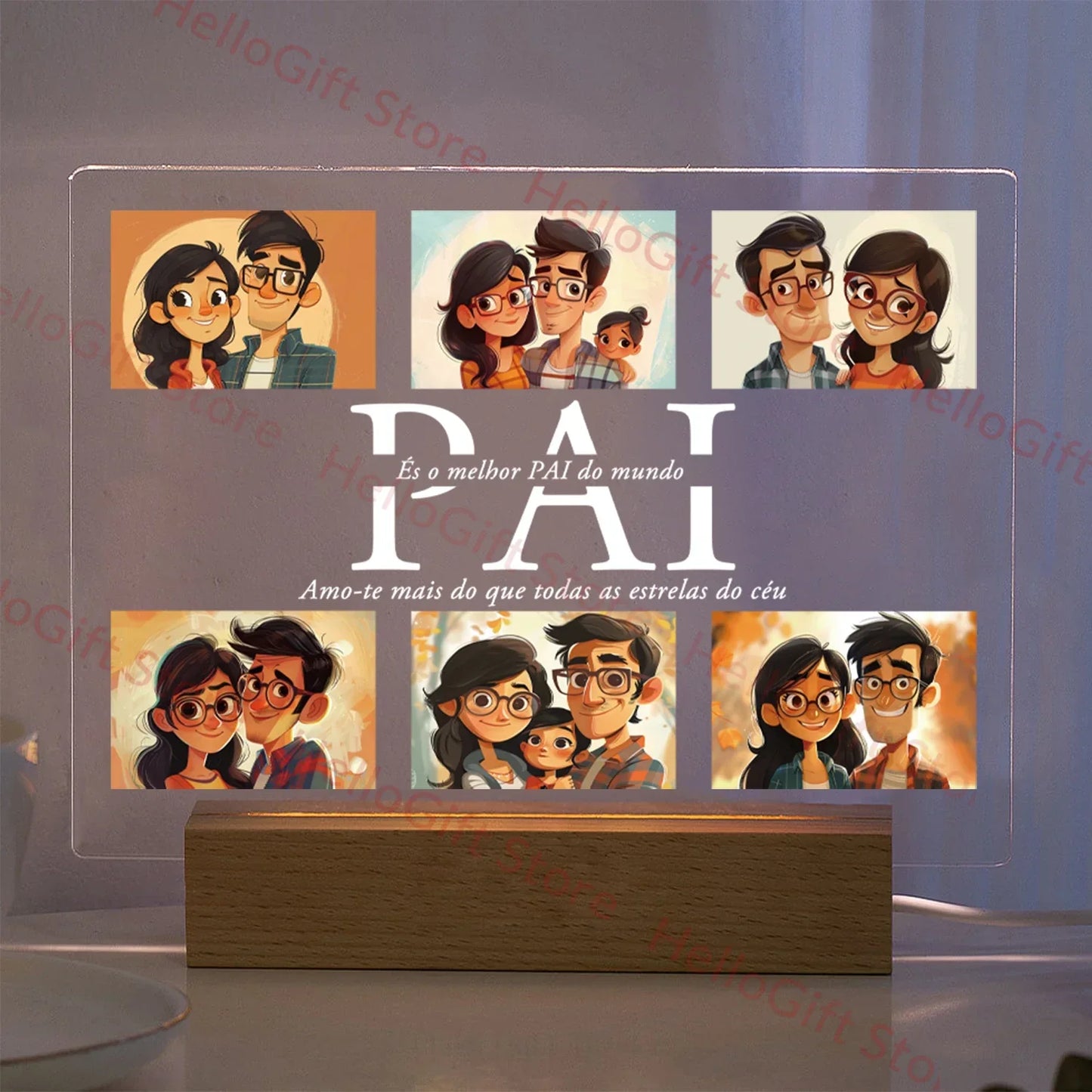 DecorBites™ Personalized Custom Photo Text 3D Acrylic Lamp Customized Bedroom NightLight for MOM DAD LOVE Family Birthday Christmas Day Gift