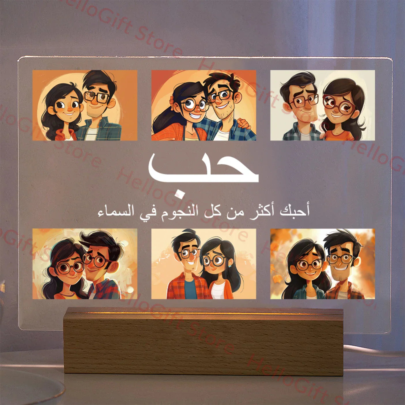 DecorBites™ Personalized Custom Photo Text 3D Acrylic Lamp Customized Bedroom NightLight for MOM DAD LOVE Family Birthday Christmas Day Gift