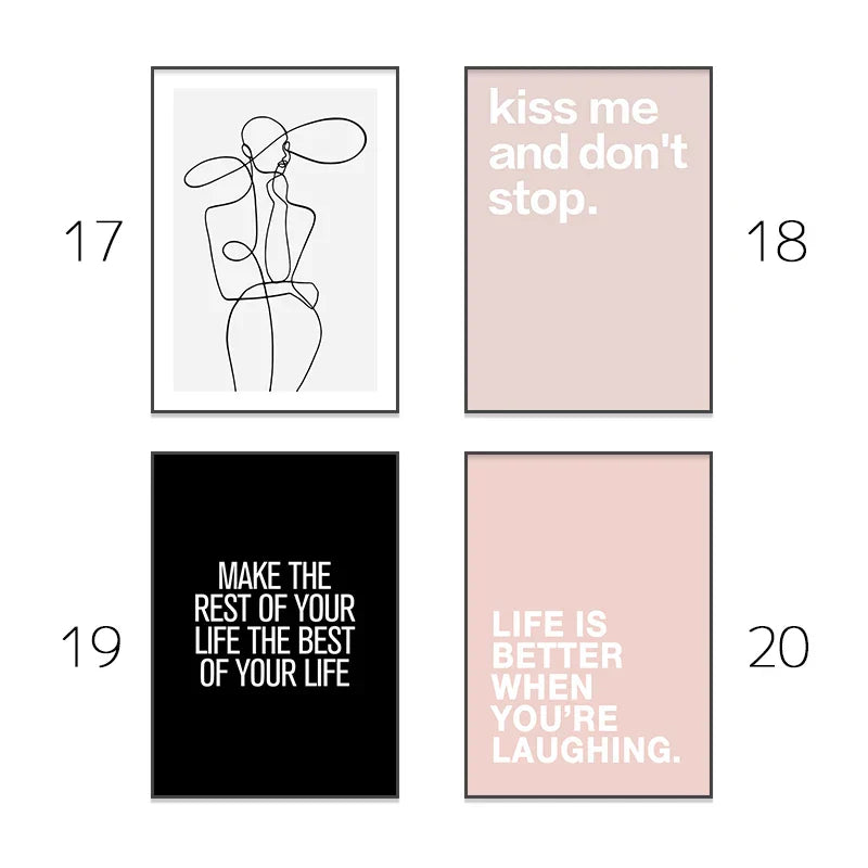DecorBites™ Pink Aesthetic Wall Art Set for Girl's Modern Bedroom