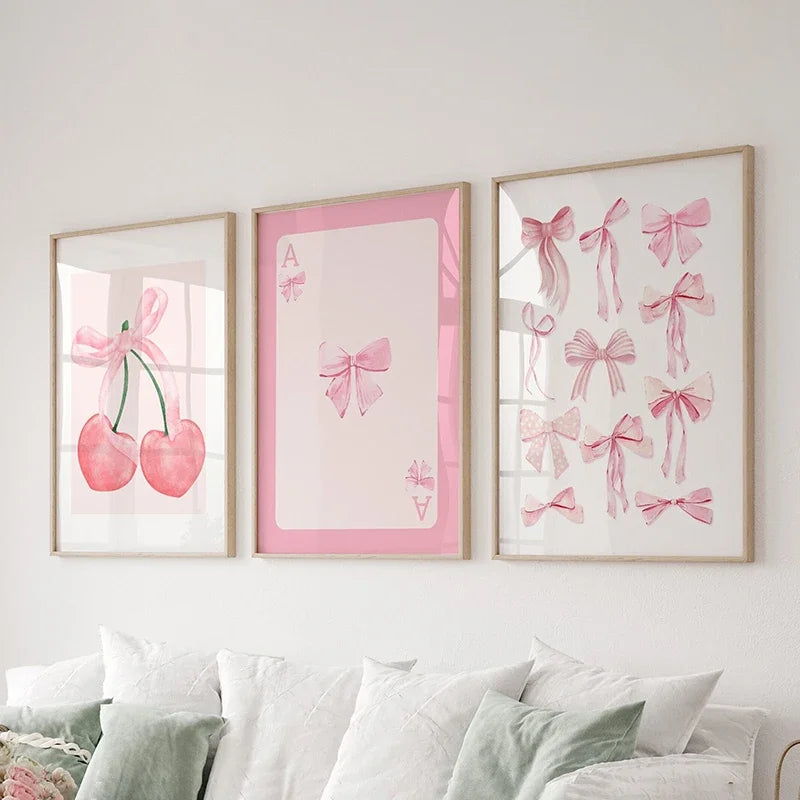 DecorBites™ Pink Bows Wall Art Set - 3 Pieces