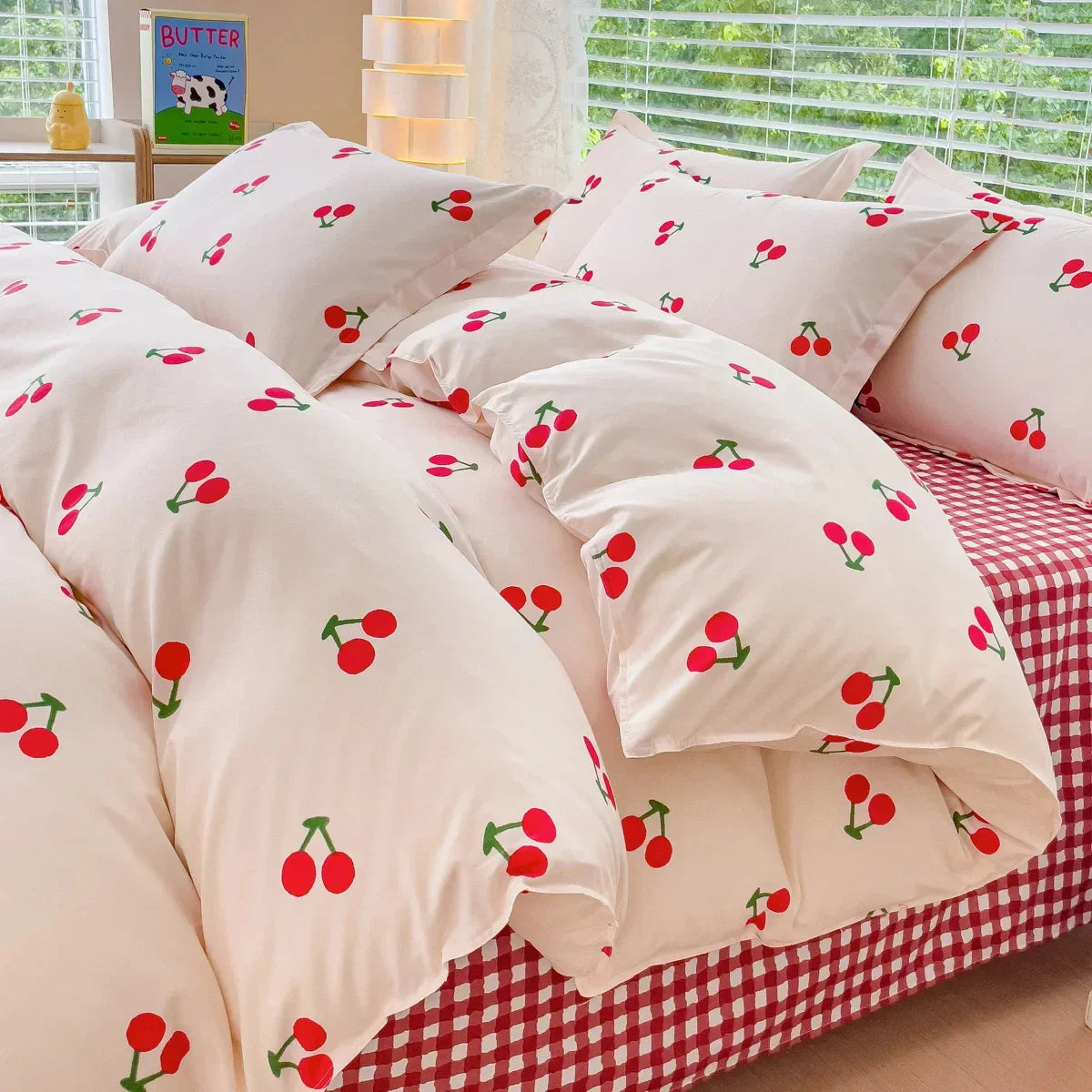 DecorBites™ Pink Floral Bedding Set - Queen Size