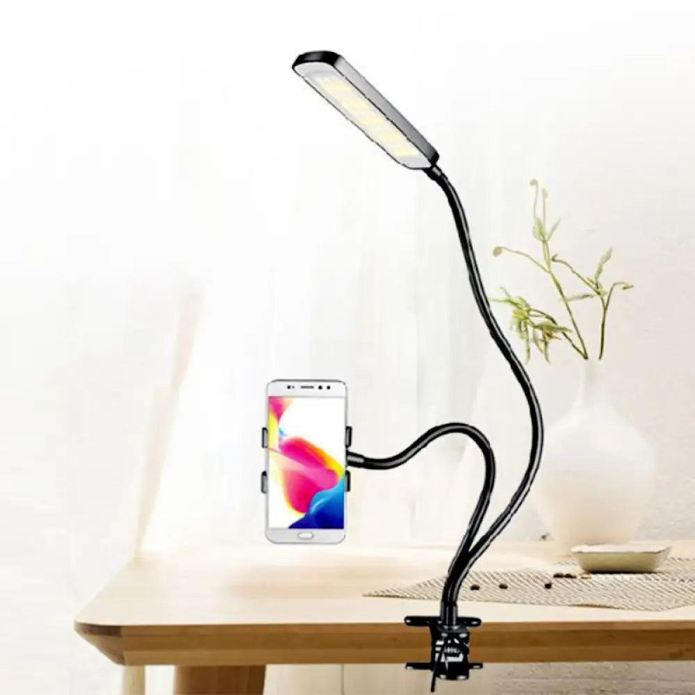DecorBites™ Portable Black LED Makeup Light with Flexible Arm - Minimalist Illuminating Solution for Rectangular Mirrors