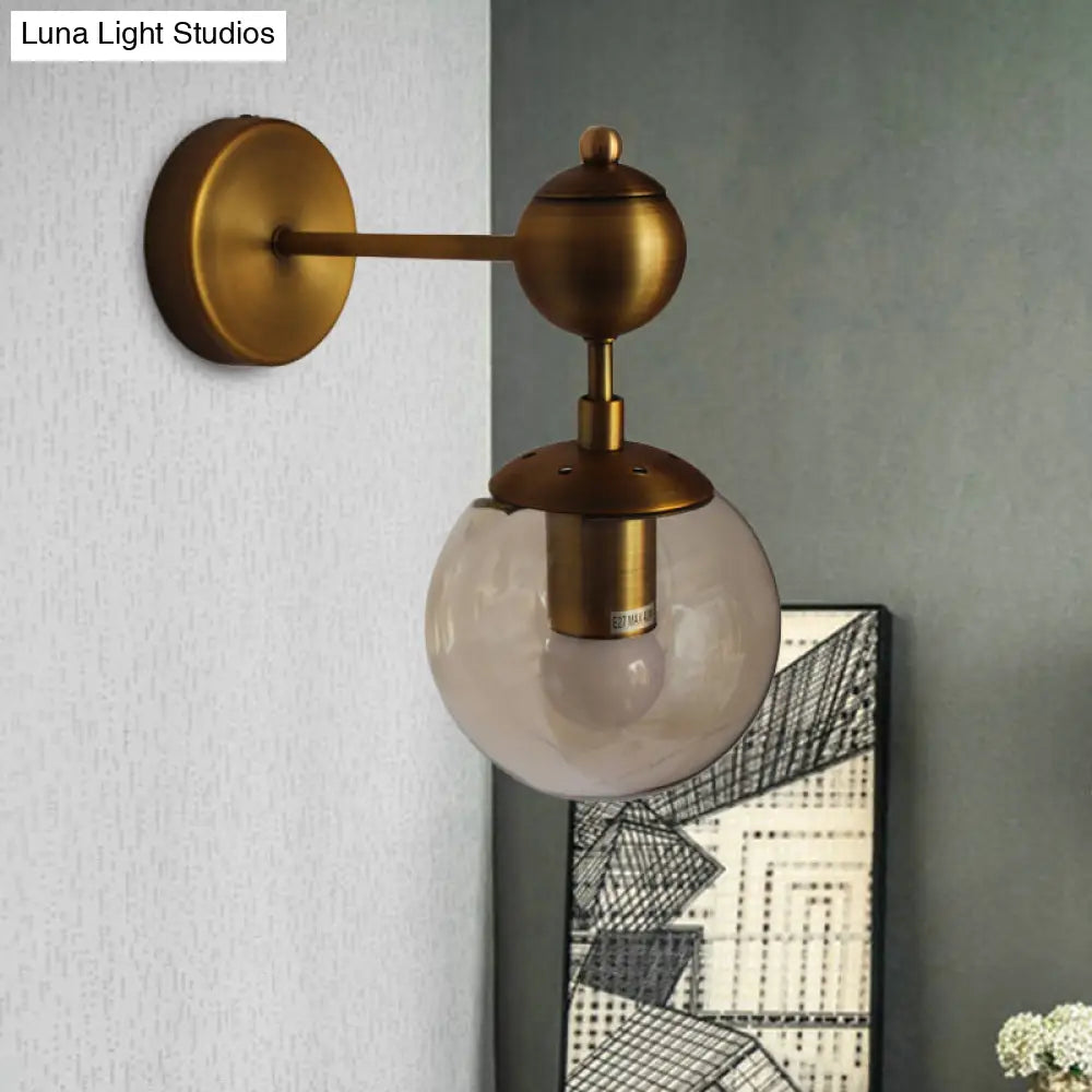 DecorBites™ Post Modern Amber Glass Globe Wall Sconce with Brass Mount - 1/2 Light