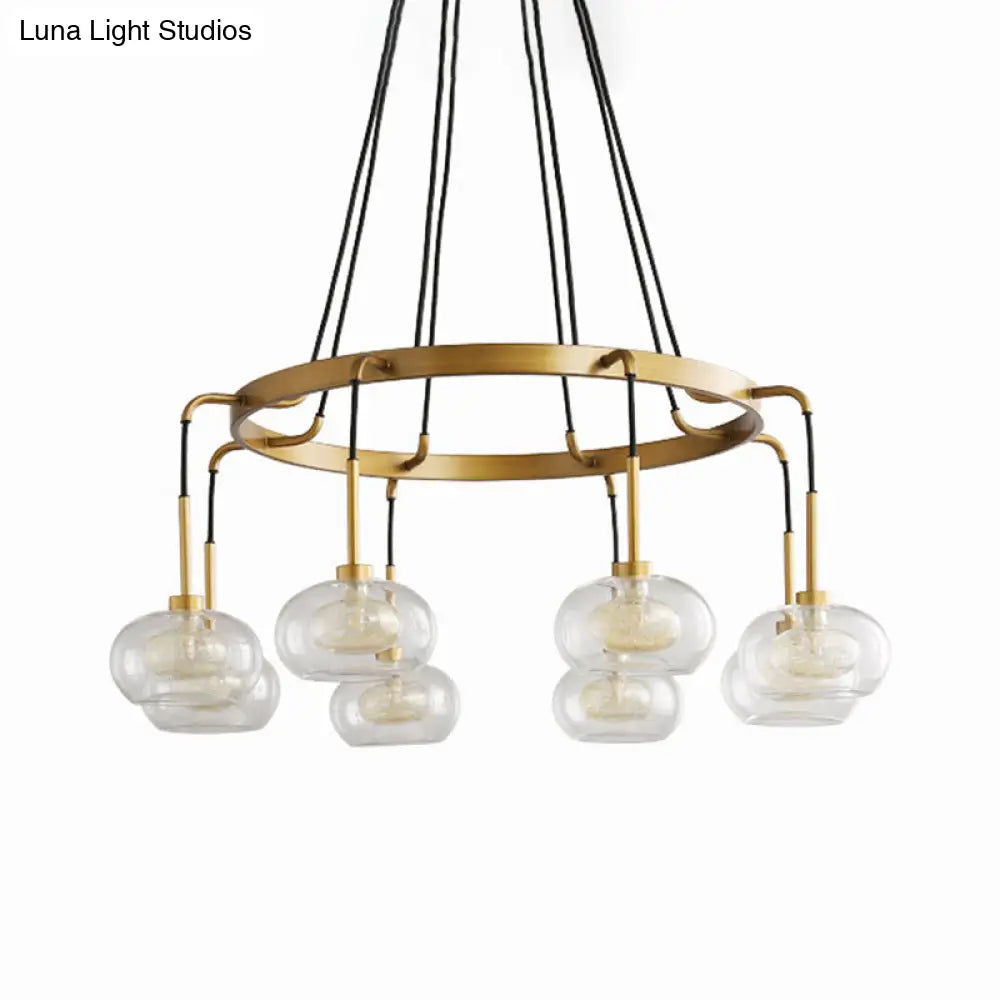DecorBites™ Post-Modern Island Chandelier with Clear Glass and Gold Finish - 6/8 LED Lights and Canopy Options