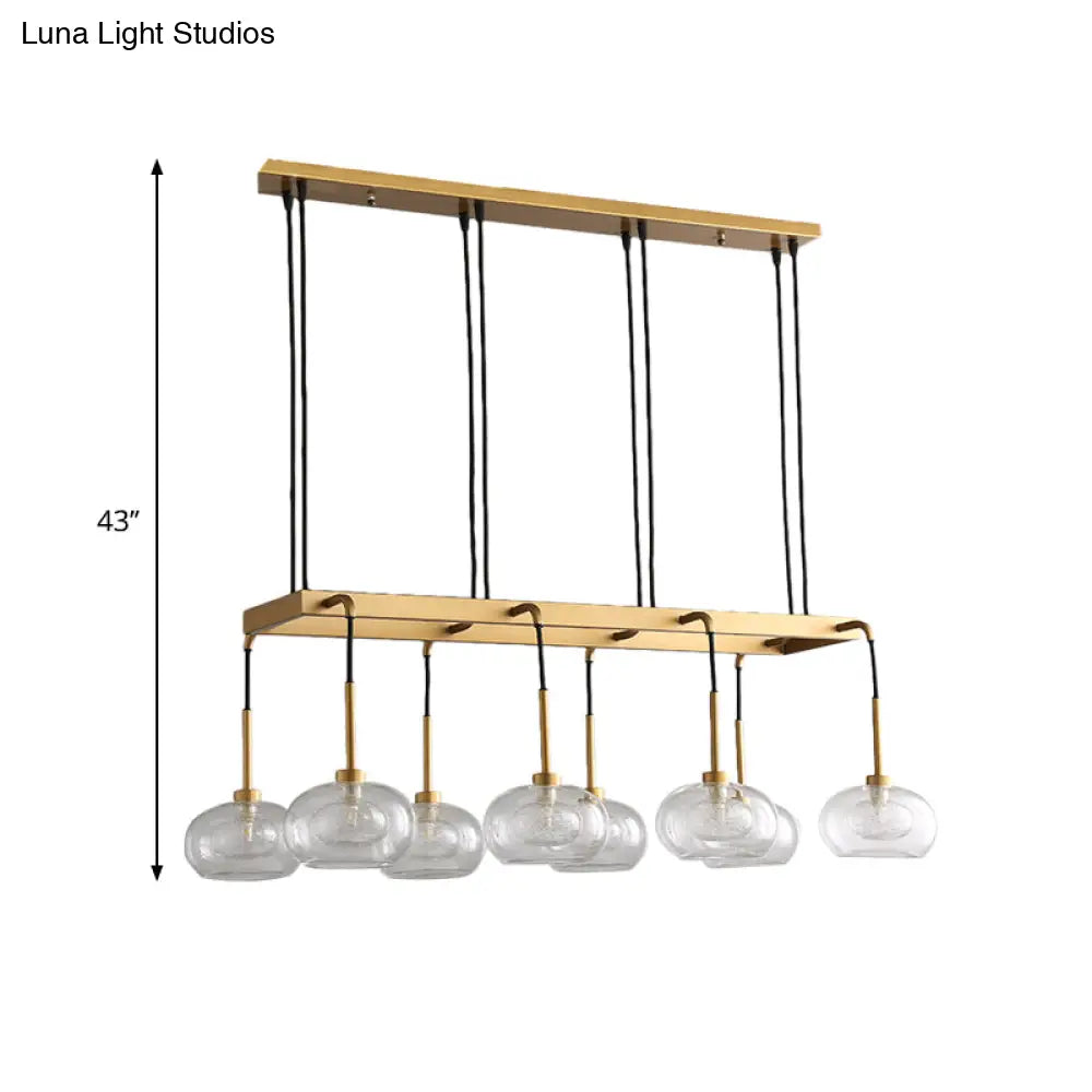 DecorBites™ Post-Modern Island Chandelier with Clear Glass and Gold Finish - 6/8 LED Lights and Canopy Options