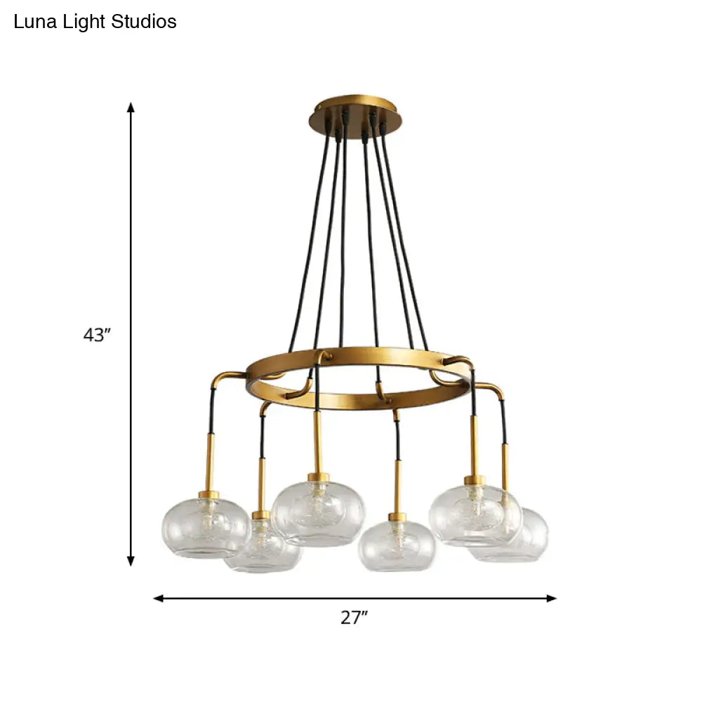 DecorBites™ Post-Modern Island Chandelier with Clear Glass and Gold Finish - 6/8 LED Lights and Canopy Options