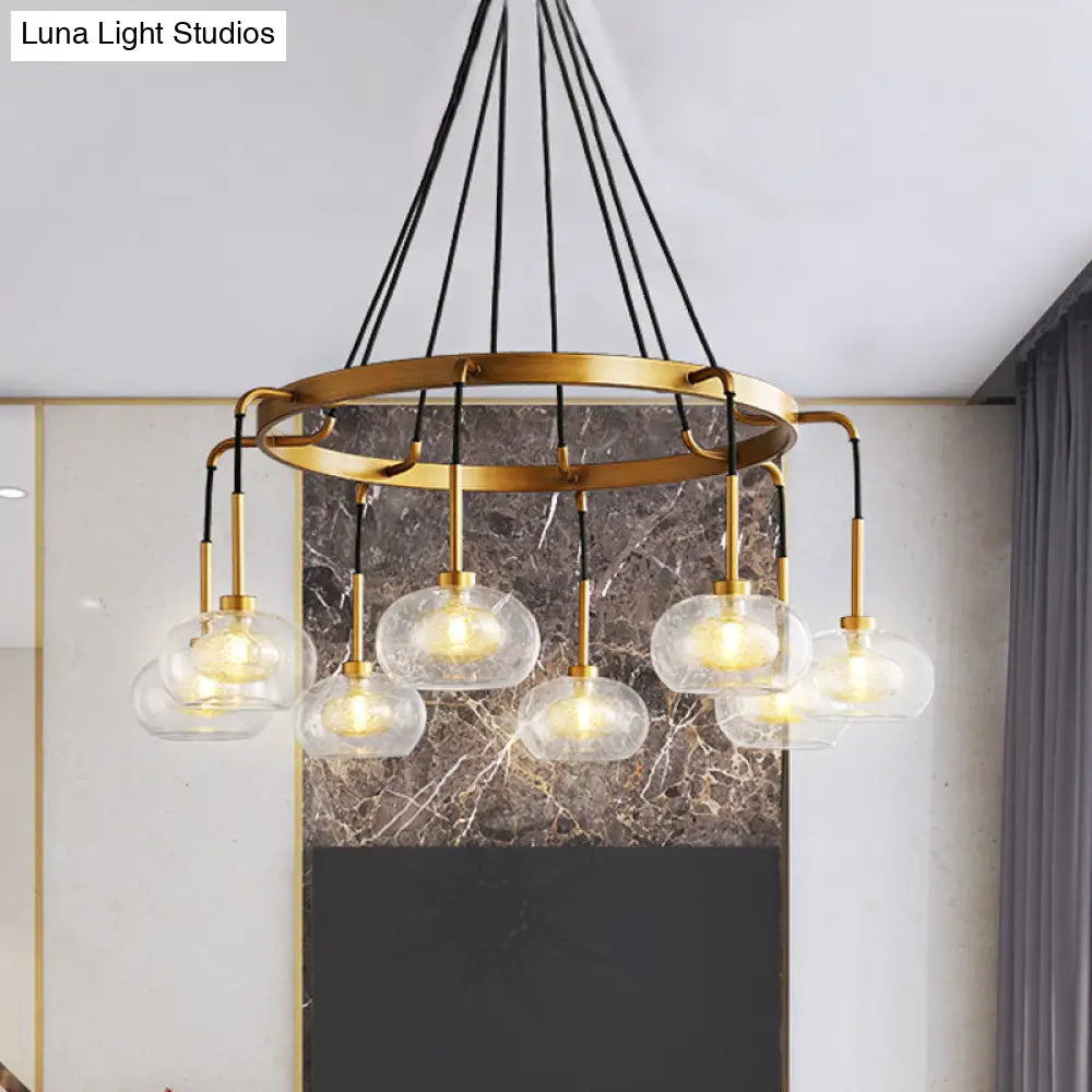 DecorBites™ Post-Modern Island Chandelier with Clear Glass and Gold Finish - 6/8 LED Lights and Canopy Options