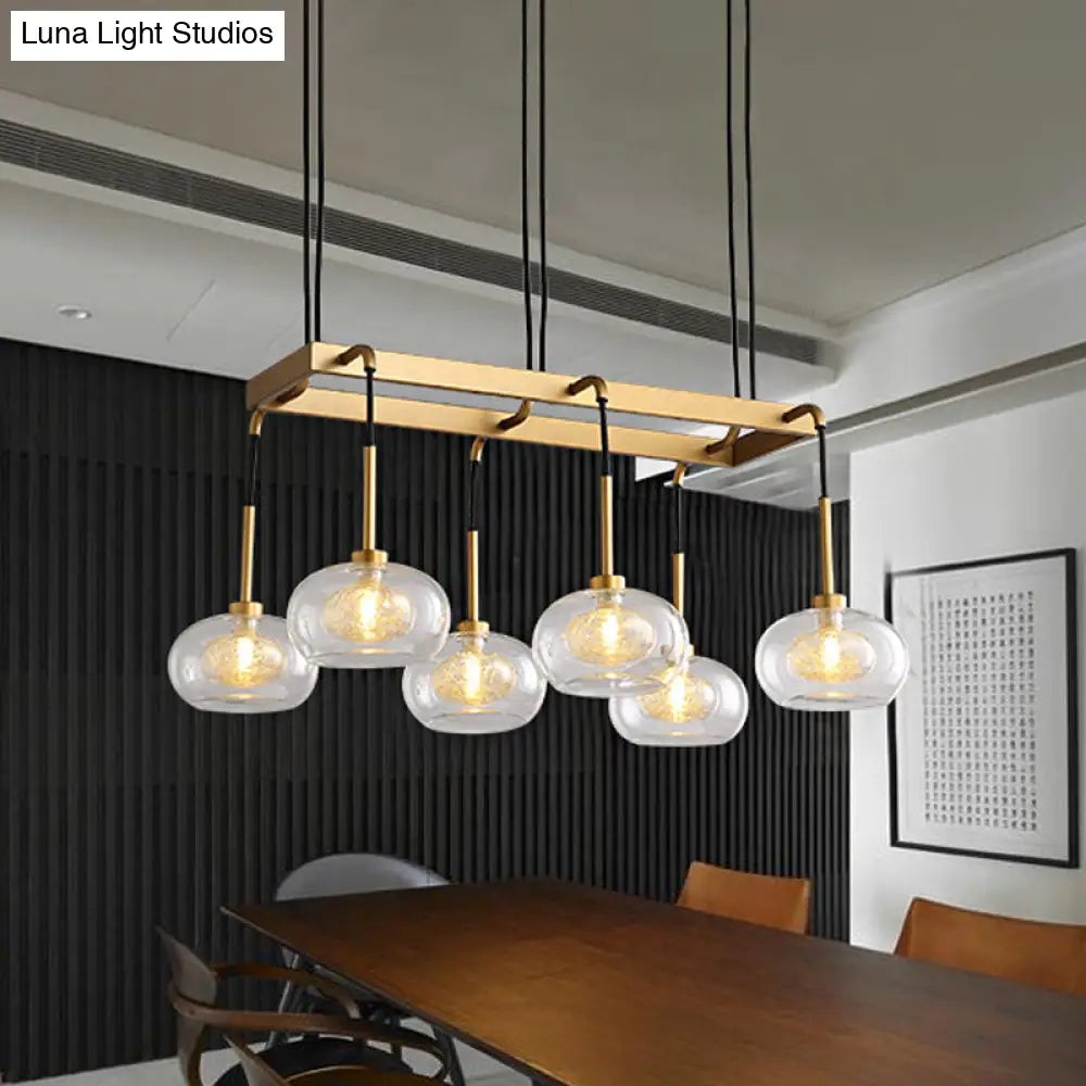 DecorBites™ Post-Modern Island Chandelier with Clear Glass and Gold Finish - 6/8 LED Lights and Canopy Options