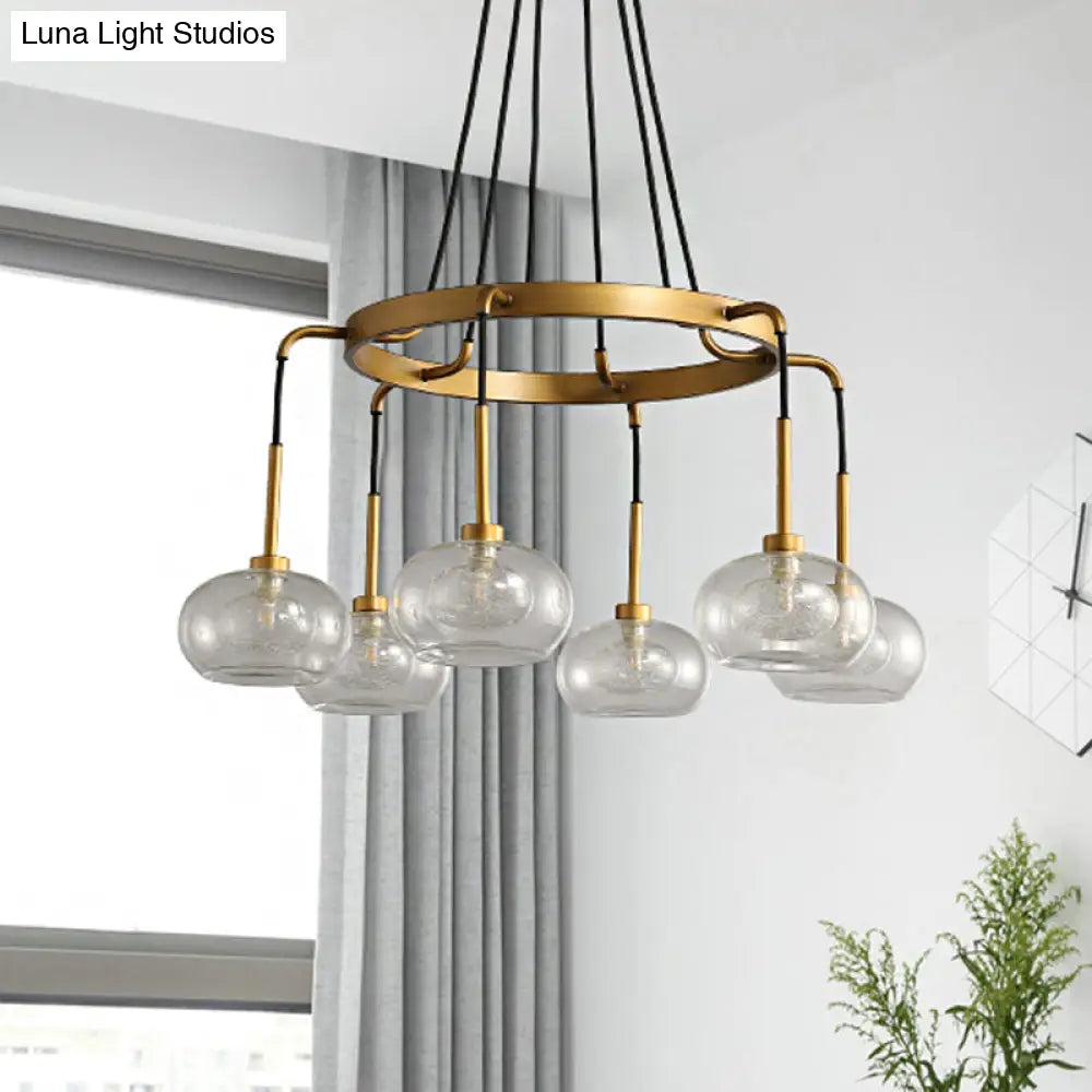 DecorBites™ Post-Modern Island Chandelier with Clear Glass and Gold Finish - 6/8 LED Lights and Canopy Options