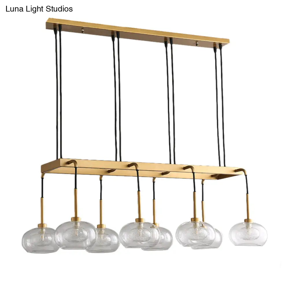 DecorBites™ Post-Modern Island Chandelier with Clear Glass and Gold Finish - 6/8 LED Lights and Canopy Options