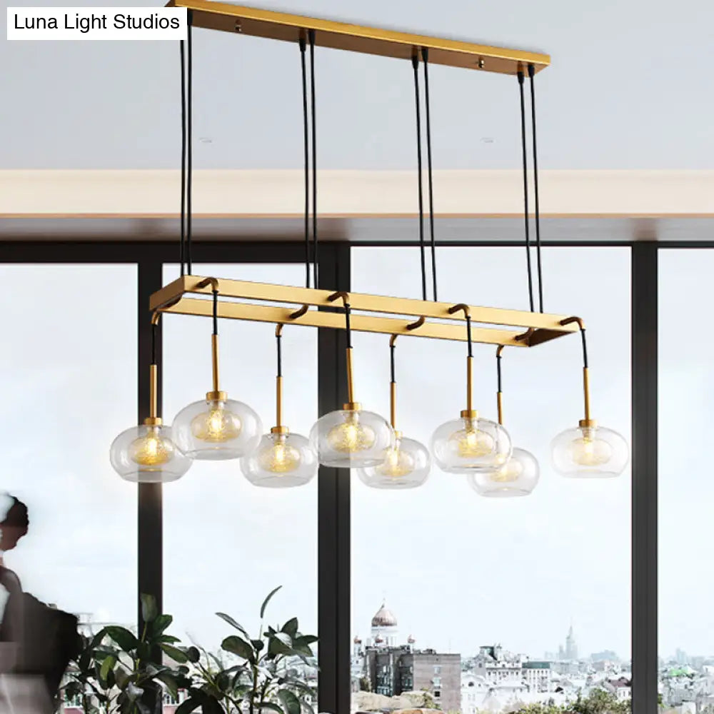 DecorBites™ Post-Modern Island Chandelier with Clear Glass and Gold Finish - 6/8 LED Lights and Canopy Options