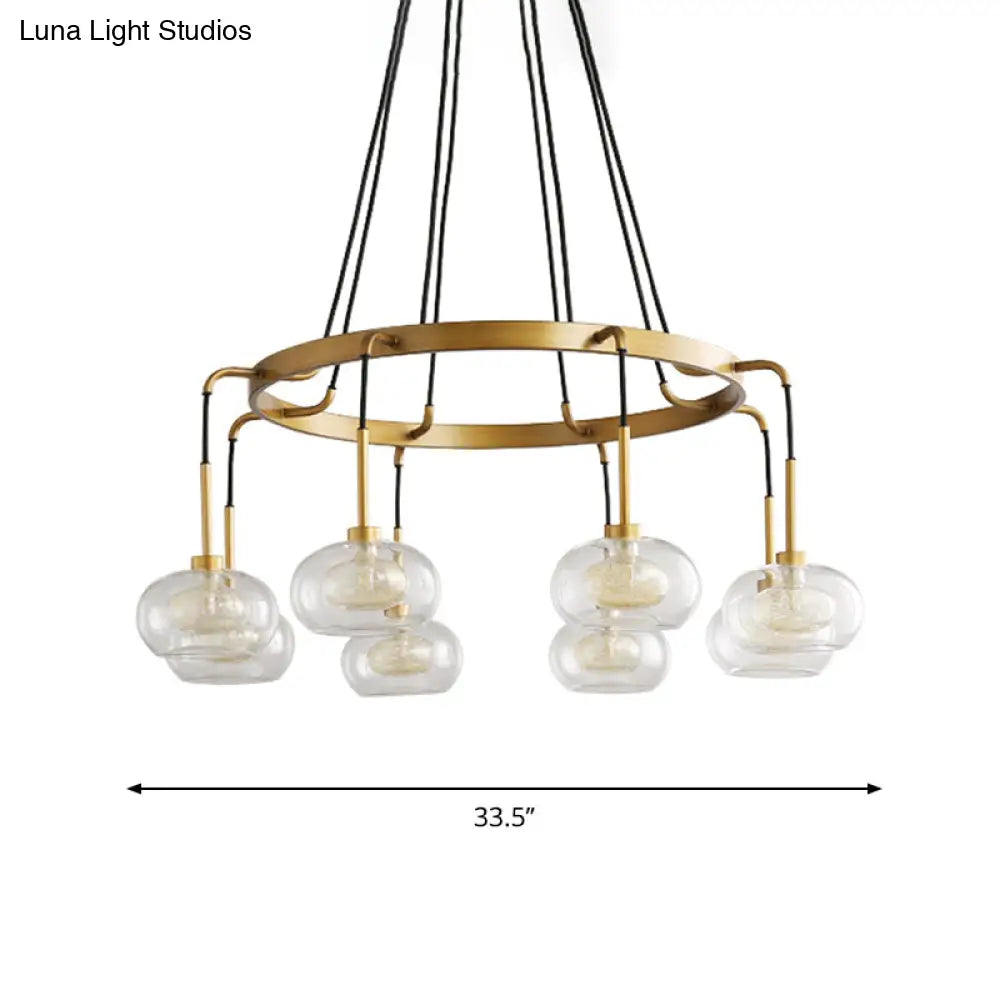 DecorBites™ Post-Modern Island Chandelier with Clear Glass and Gold Finish - 6/8 LED Lights and Canopy Options