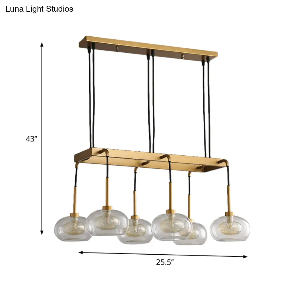 DecorBites™ Post-Modern Island Chandelier with Clear Glass and Gold Finish - 6/8 LED Lights and Canopy Options