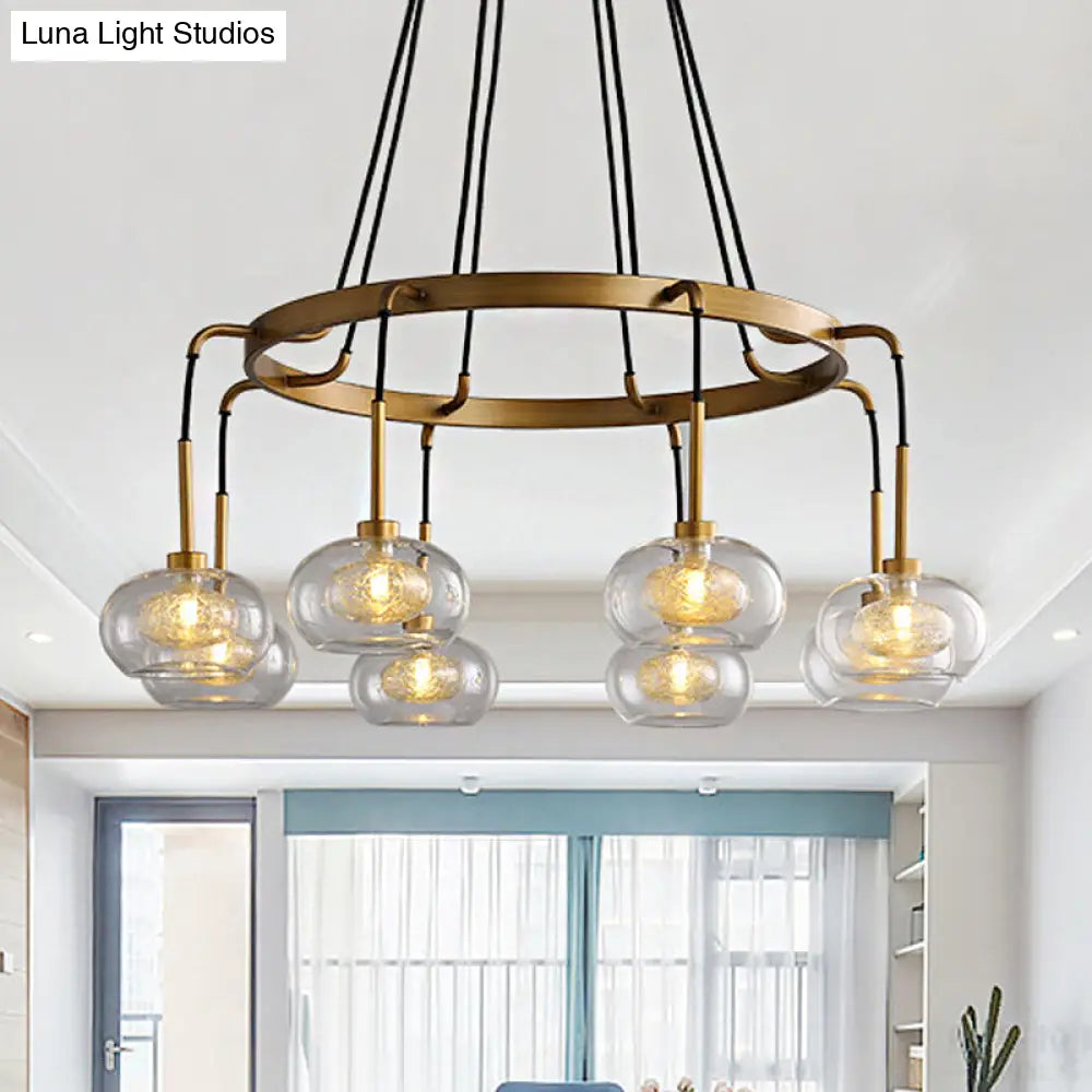 DecorBites™ Post-Modern Island Chandelier with Clear Glass and Gold Finish - 6/8 LED Lights and Canopy Options