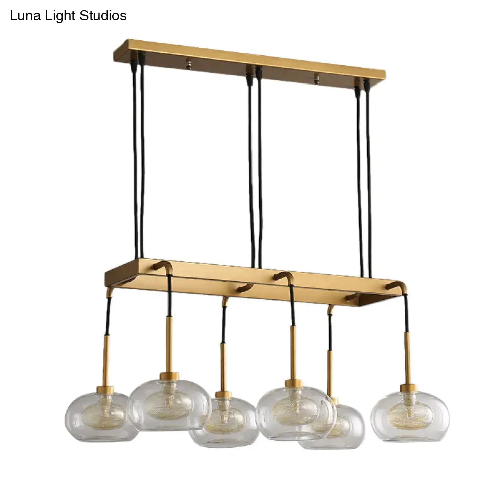 DecorBites™ Post-Modern Island Chandelier with Clear Glass and Gold Finish - 6/8 LED Lights and Canopy Options