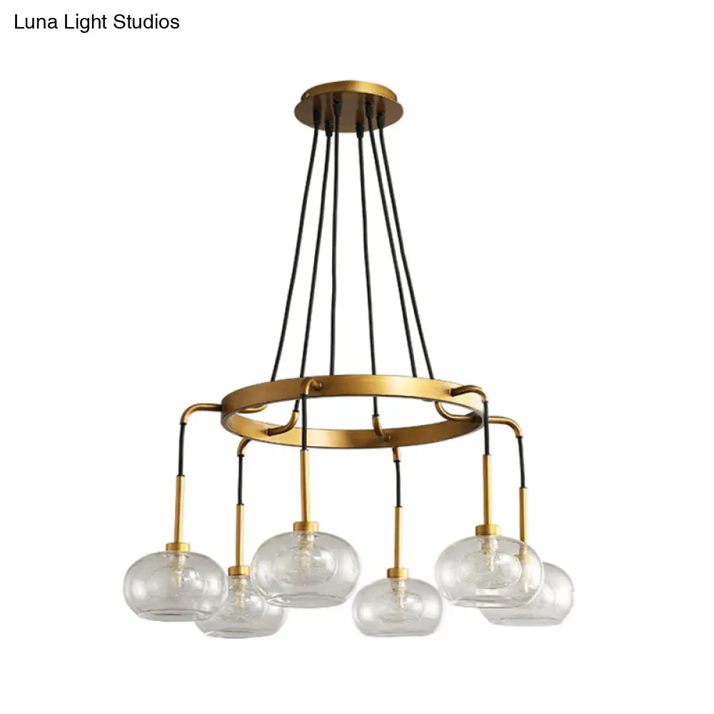 DecorBites™ Post-Modern Island Chandelier with Clear Glass and Gold Finish - 6/8 LED Lights and Canopy Options