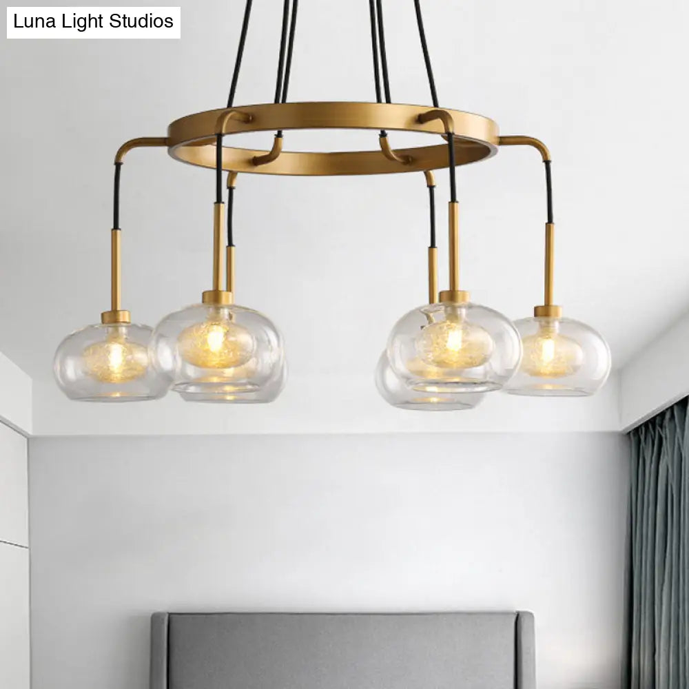 DecorBites™ Post-Modern Island Chandelier with Clear Glass and Gold Finish - 6/8 LED Lights and Canopy Options
