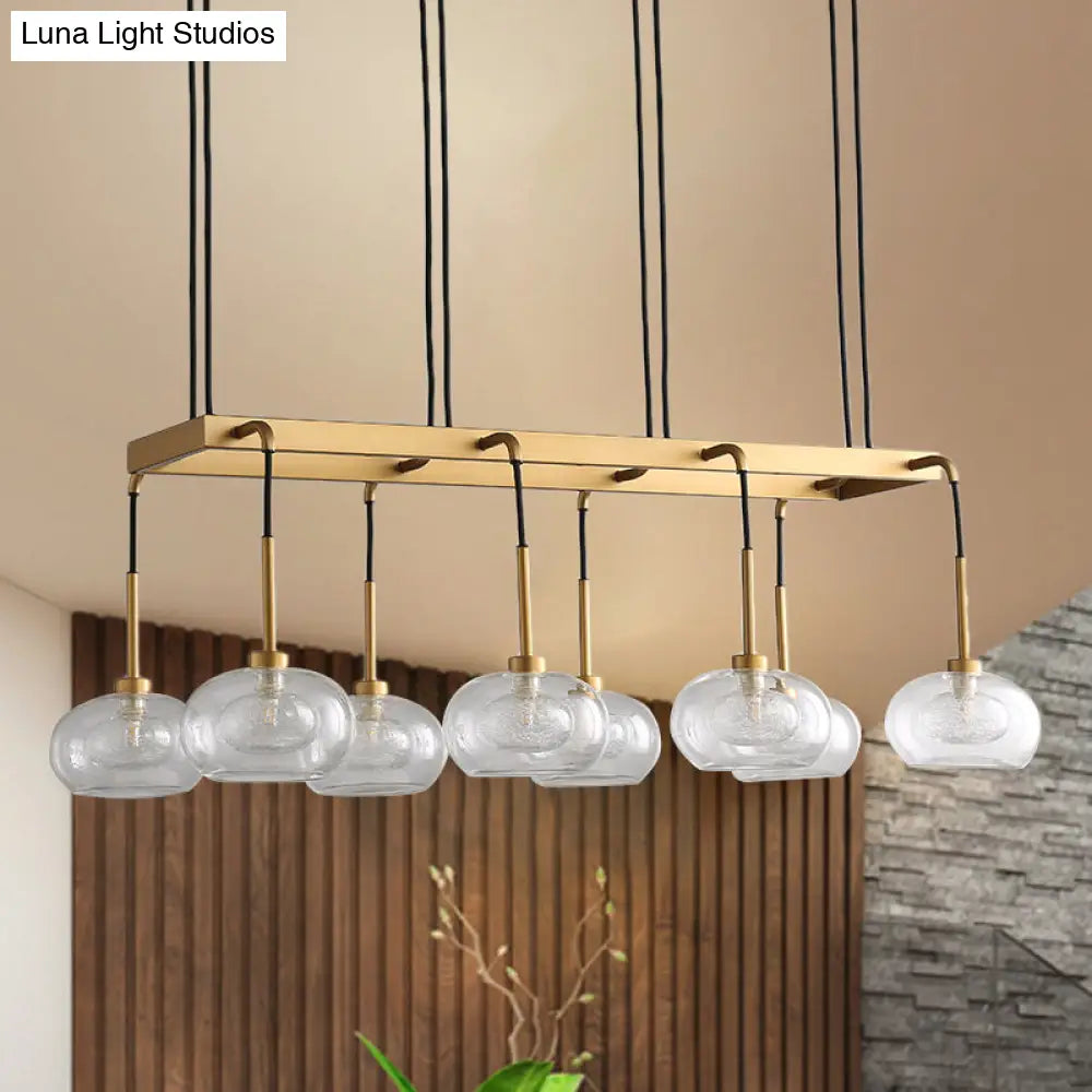 DecorBites™ Post-Modern Island Chandelier with Clear Glass and Gold Finish - 6/8 LED Lights and Canopy Options