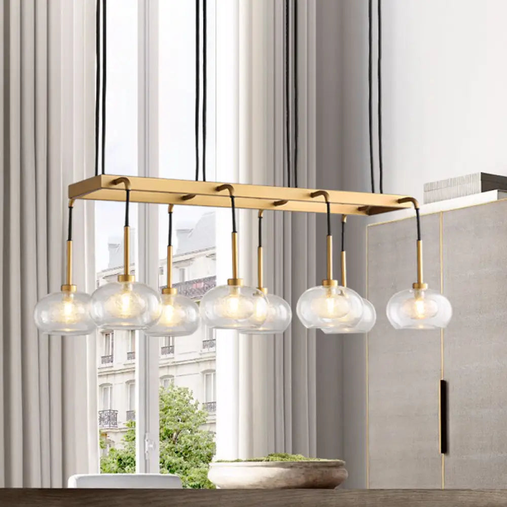 DecorBites™ Post-Modern Island Chandelier with Clear Glass and Gold Finish - 6/8 LED Lights and Canopy Options