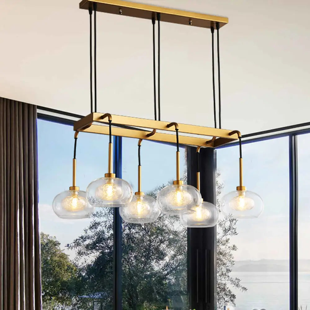 DecorBites™ Post-Modern Island Chandelier with Clear Glass and Gold Finish - 6/8 LED Lights and Canopy Options