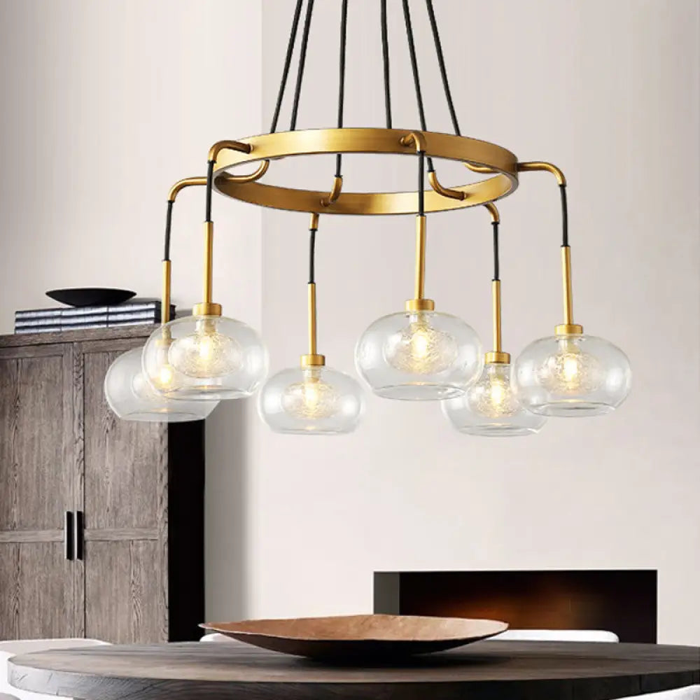 DecorBites™ Post-Modern Island Chandelier with Clear Glass and Gold Finish - 6/8 LED Lights and Canopy Options