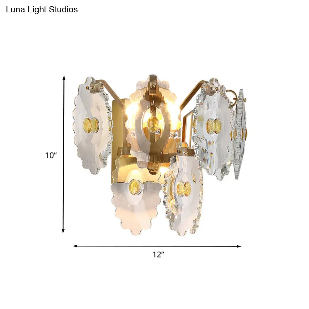 DecorBites™ Postmodern 2-Light Wall Sconce with Clear Crystal and Green/Gold Gem Accent