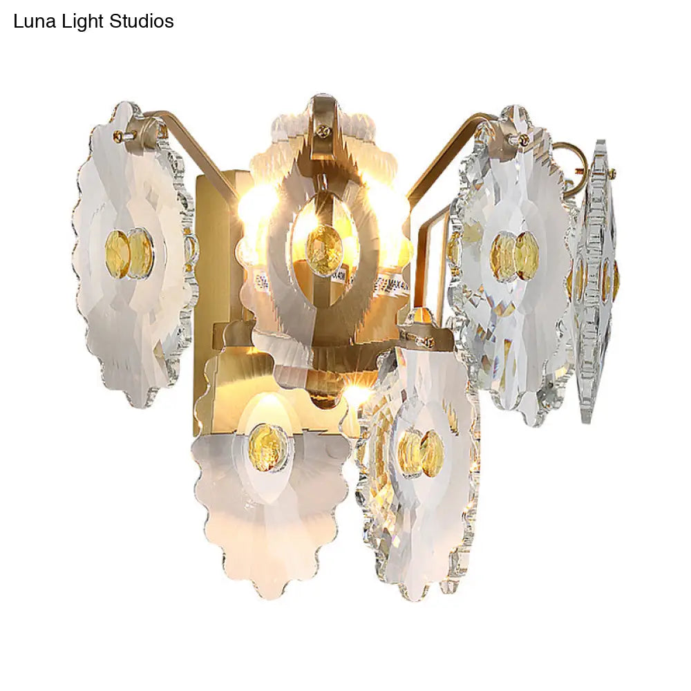 DecorBites™ Postmodern 2-Light Wall Sconce with Clear Crystal and Green/Gold Gem Accent