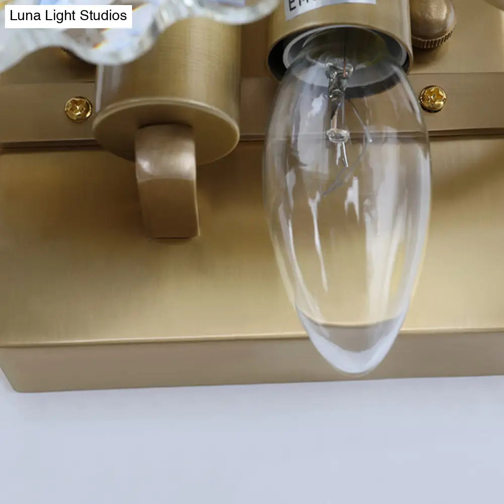 DecorBites™ Postmodern 2-Light Wall Sconce with Clear Crystal and Green/Gold Gem Accent