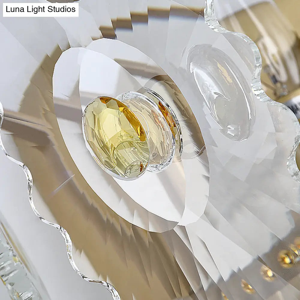 DecorBites™ Postmodern 2-Light Wall Sconce with Clear Crystal and Green/Gold Gem Accent
