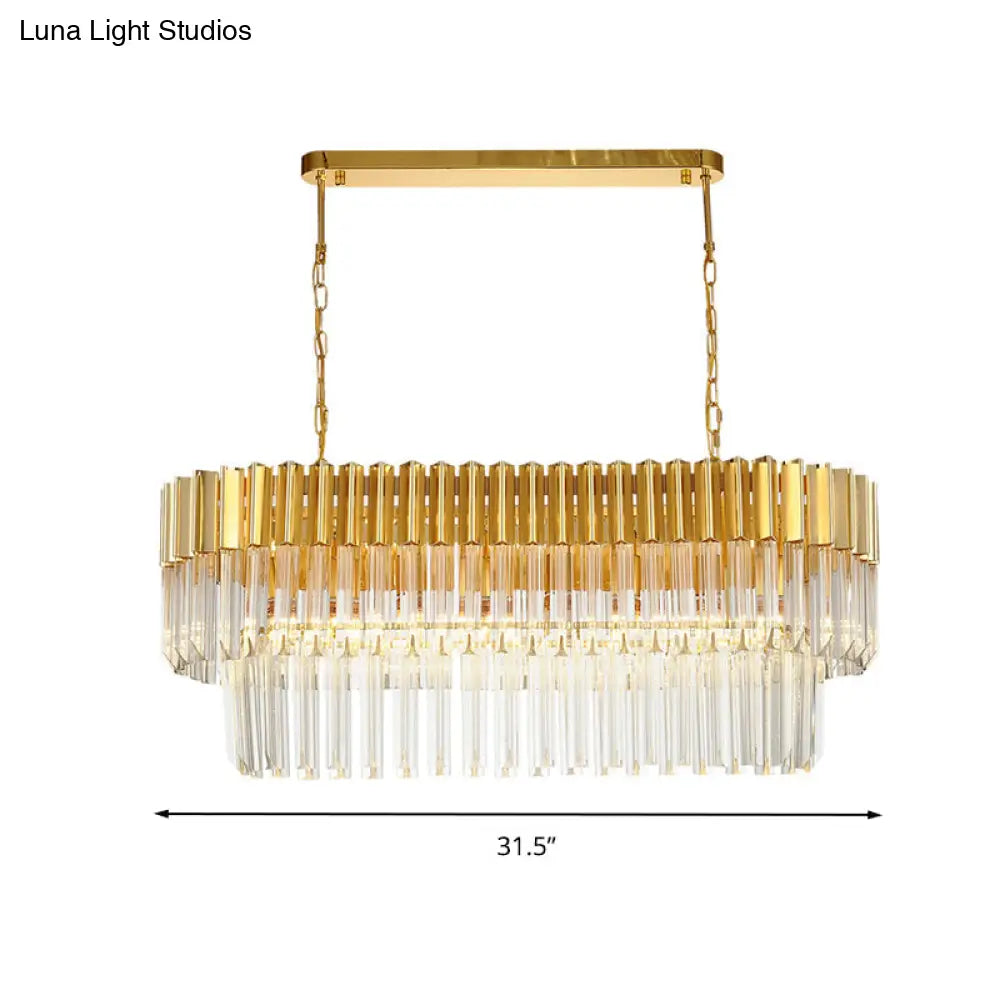 DecorBites™ Postmodern Brass Island Light Fixture - 8 Heads, Crystal Rod Hanging Design