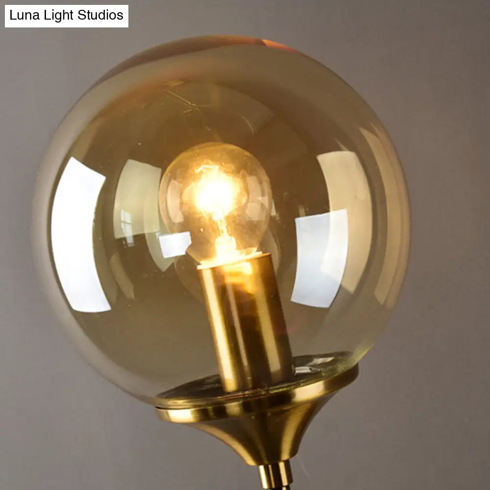 DecorBites™ Postmodern Brass Pencil Arm Wall Lamp Sconce with Ball Glass Shade