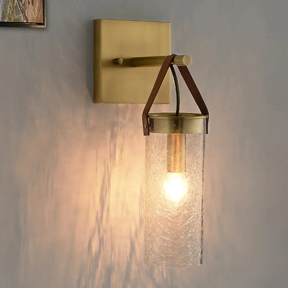 DecorBites™ Postmodern Brass Wall Mounted Sconce with Clear Crack Glass - Stylish 1-Head Dining Room Lamp