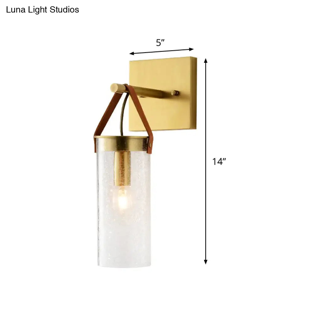 DecorBites™ Postmodern Brass Wall Mounted Sconce with Clear Crack Glass - Stylish 1-Head Dining Room Lamp