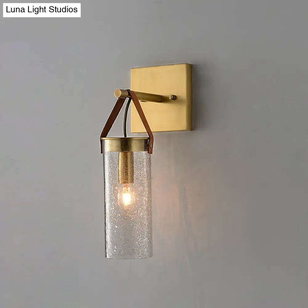 DecorBites™ Postmodern Brass Wall Mounted Sconce with Clear Crack Glass - Stylish 1-Head Dining Room Lamp
