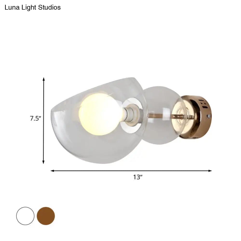 DecorBites™ Postmodern Brass Wall Sconce Light with Clear/Amber Glass Shade