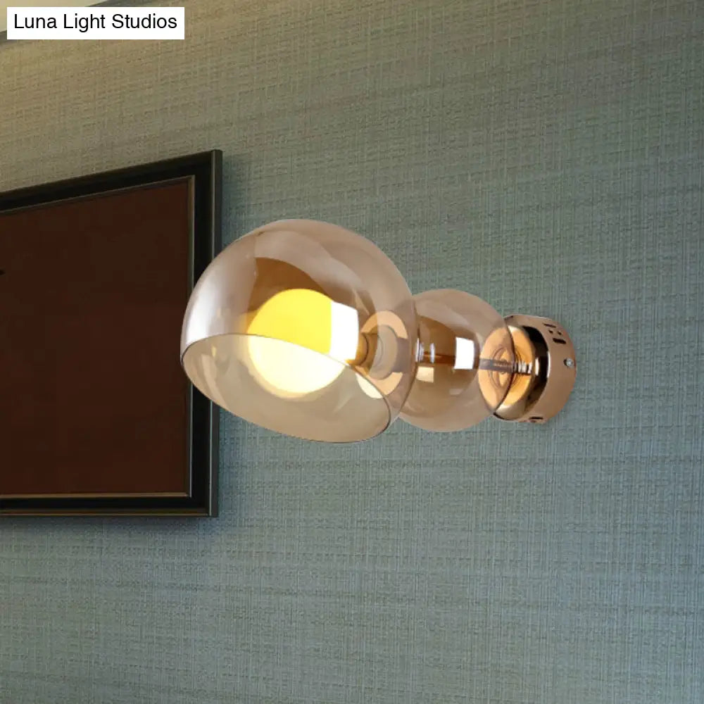 DecorBites™ Postmodern Brass Wall Sconce Light with Clear/Amber Glass Shade