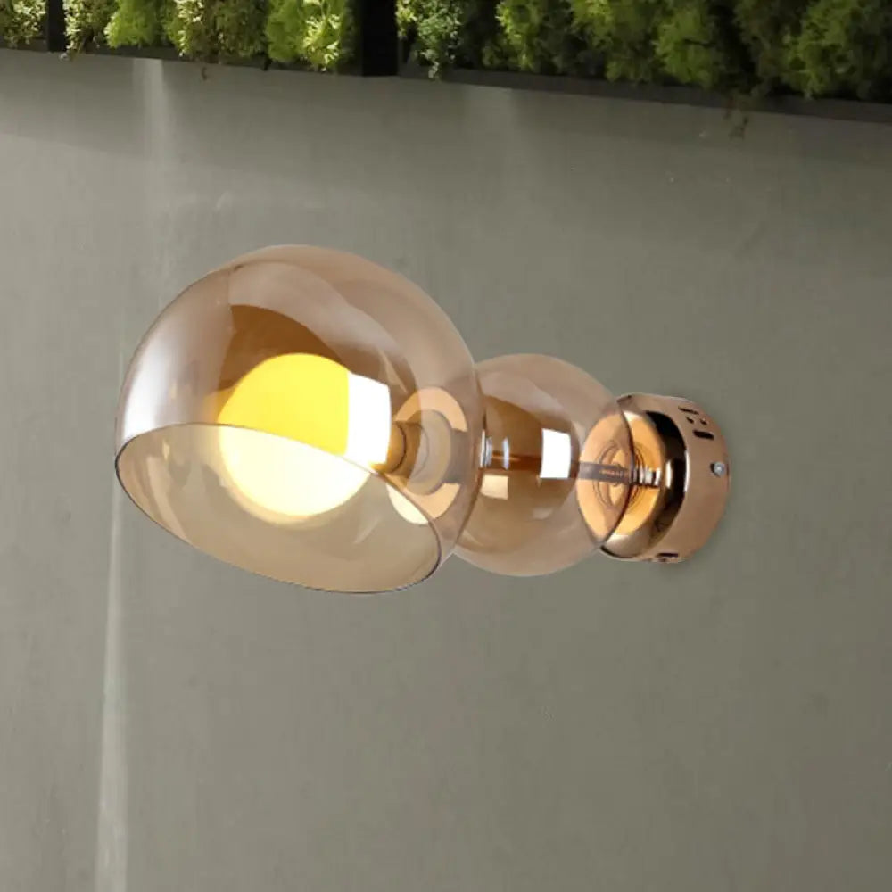 DecorBites™ Postmodern Brass Wall Sconce Light with Clear/Amber Glass Shade