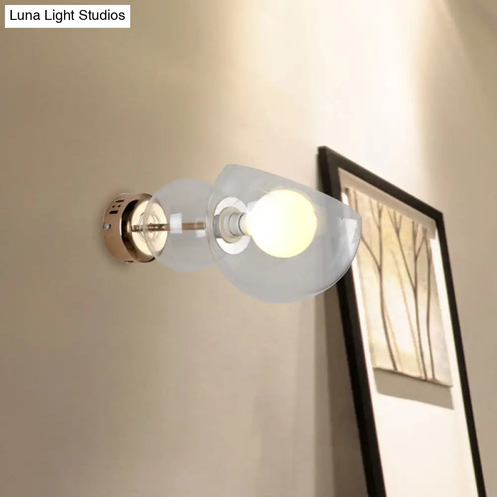 DecorBites™ Postmodern Brass Wall Sconce Light with Clear/Amber Glass Shade