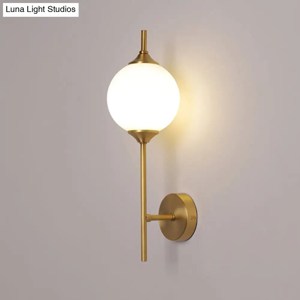 DecorBites™ Postmodern Brass Wall Sconce: White Glass Geometric Wall Lighting for Living Room