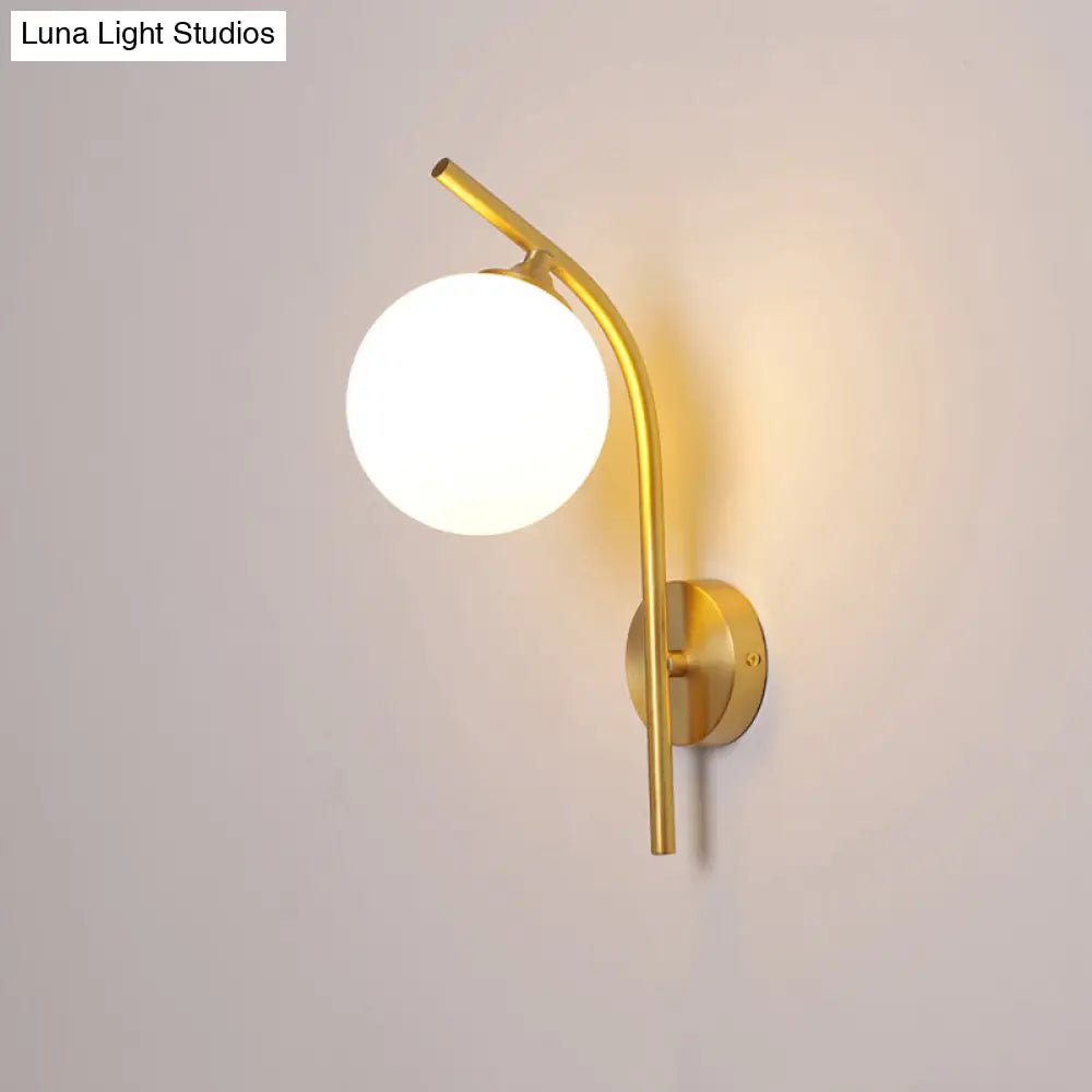 DecorBites™ Postmodern Brass Wall Sconce: White Glass Geometric Wall Lighting for Living Room