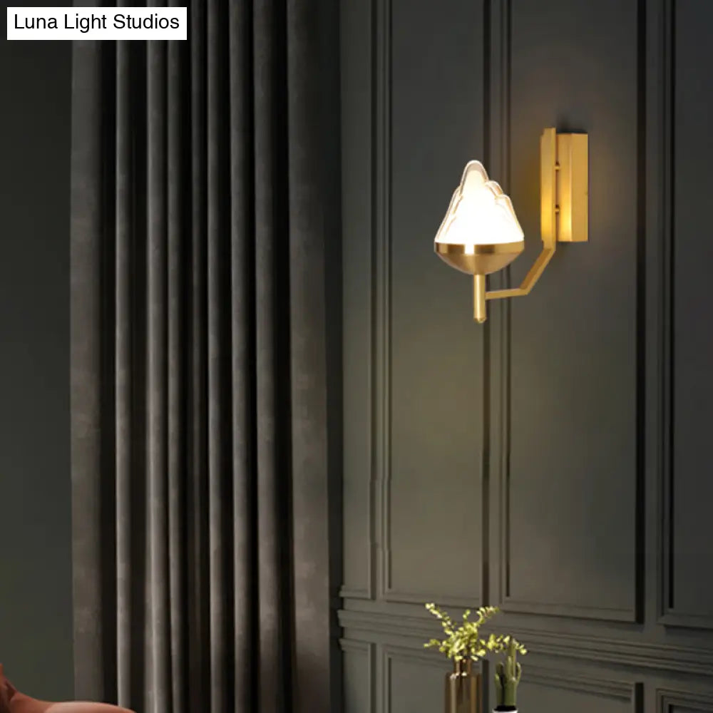 DecorBites™ Postmodern Brass Wall Sconce: White Glass Geometric Wall Lighting for Living Room