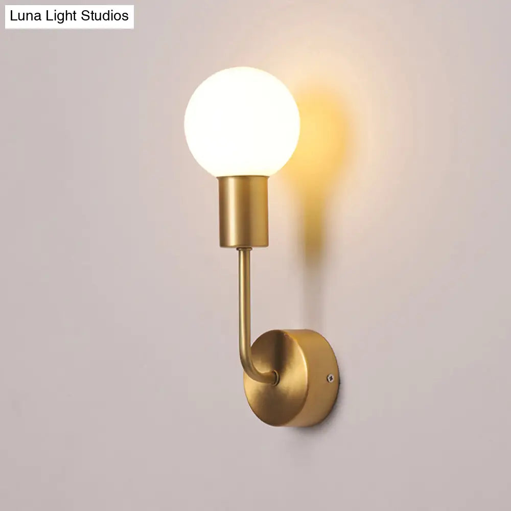 DecorBites™ Postmodern Brass Wall Sconce: White Glass Geometric Wall Lighting for Living Room