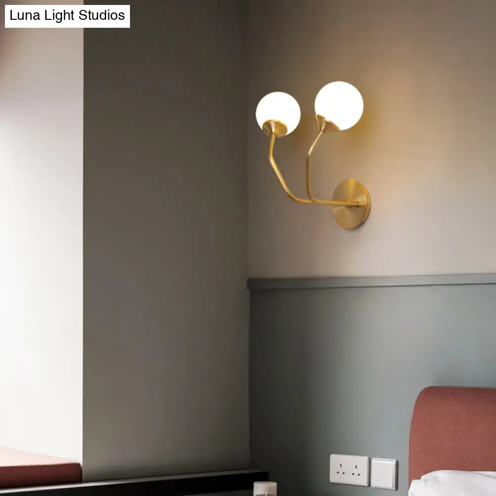 DecorBites™ Postmodern Brass Wall Sconce: White Glass Geometric Wall Lighting for Living Room