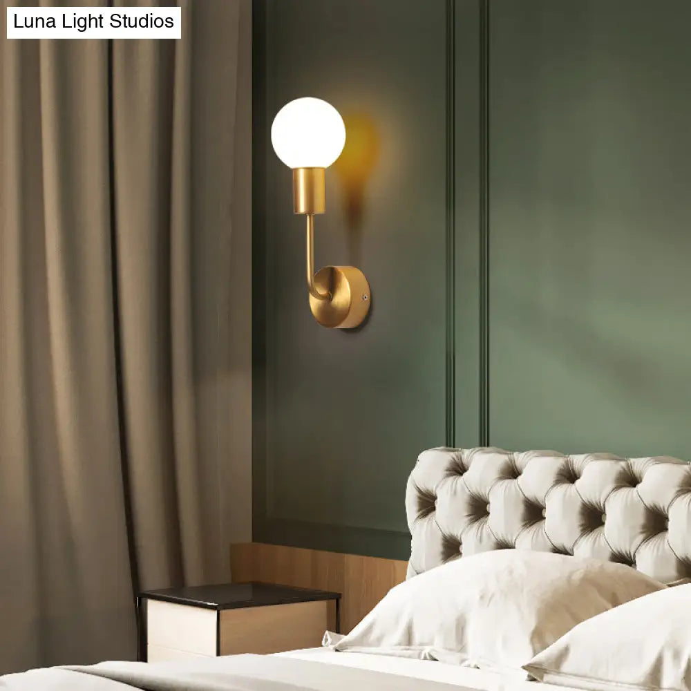 DecorBites™ Postmodern Brass Wall Sconce: White Glass Geometric Wall Lighting for Living Room